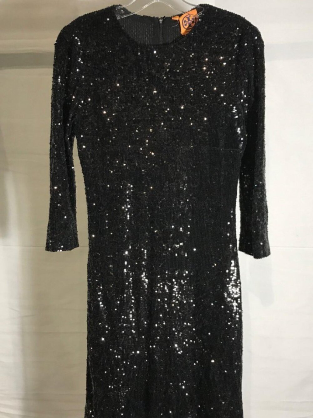 ✨ Tory Burch Black Sparkly Metallic Long Sleeve Midi Sequin Dress Small ✨
